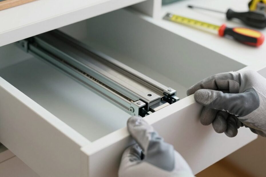 Jak wyjąć szufladę z prowadnicy kulkowej