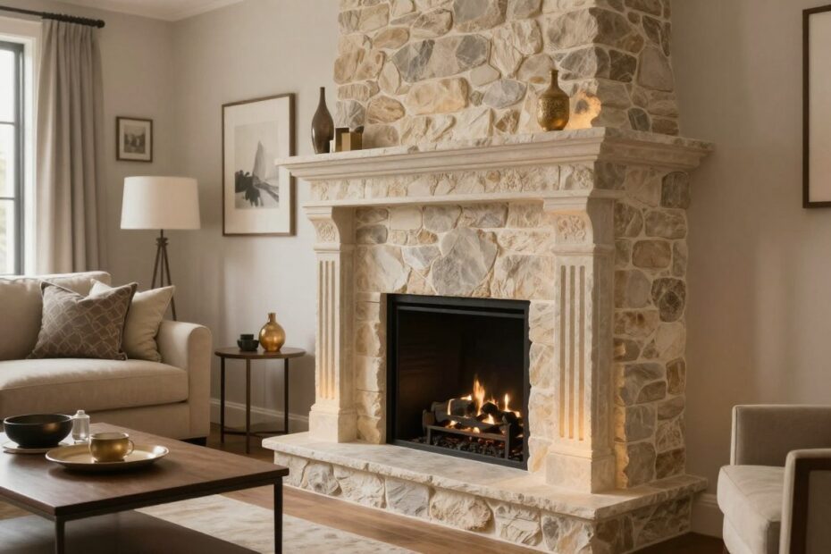 Czym obłożyć komin w salonie