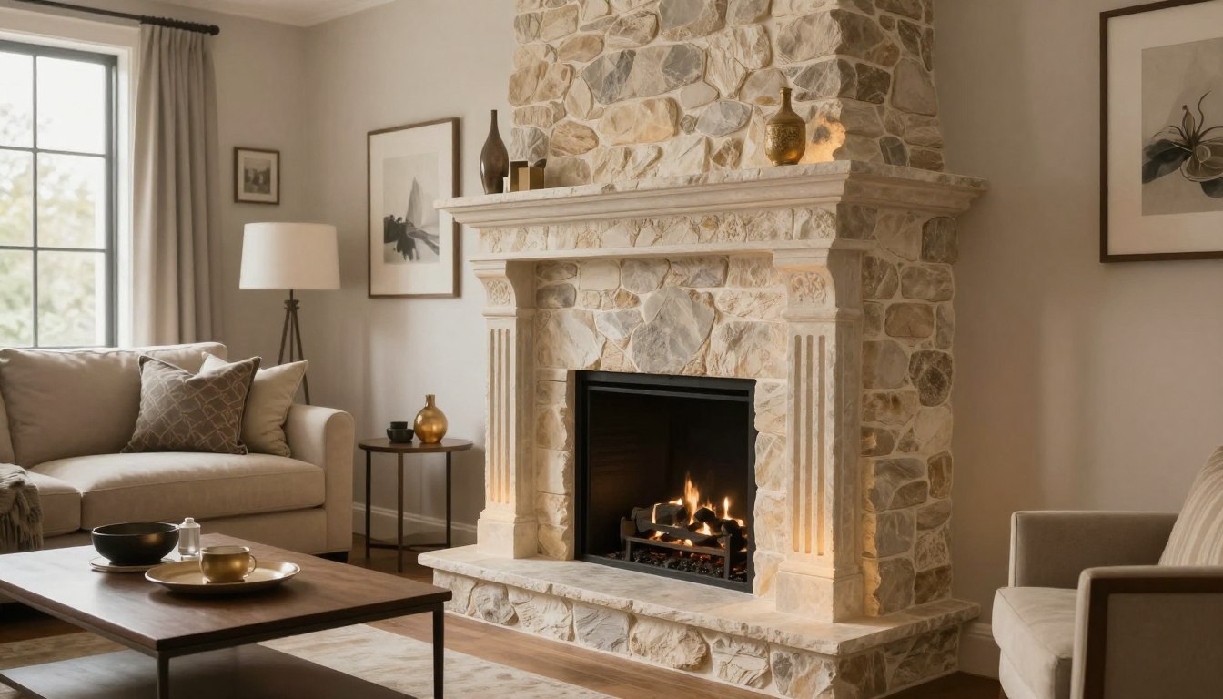 Czym obłożyć komin w salonie
