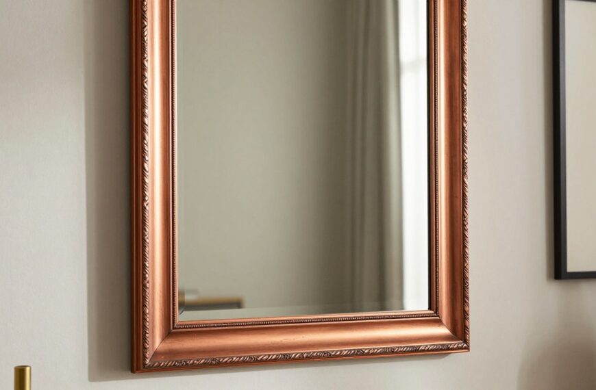 Lustro miedziana rama