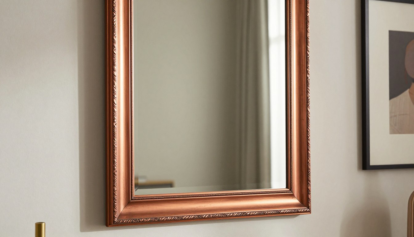 Lustro miedziana rama