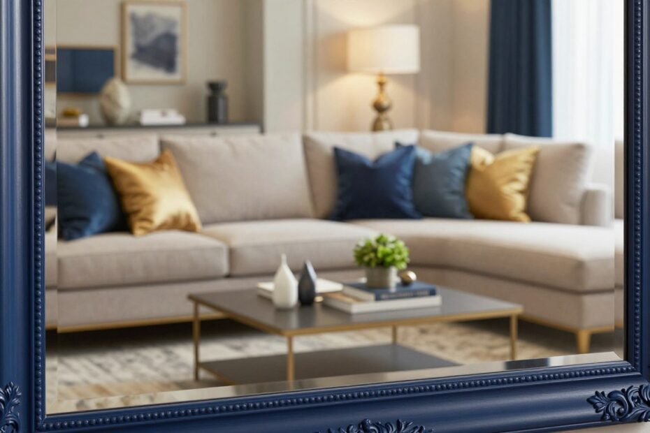 Lustro w granatowej ramie