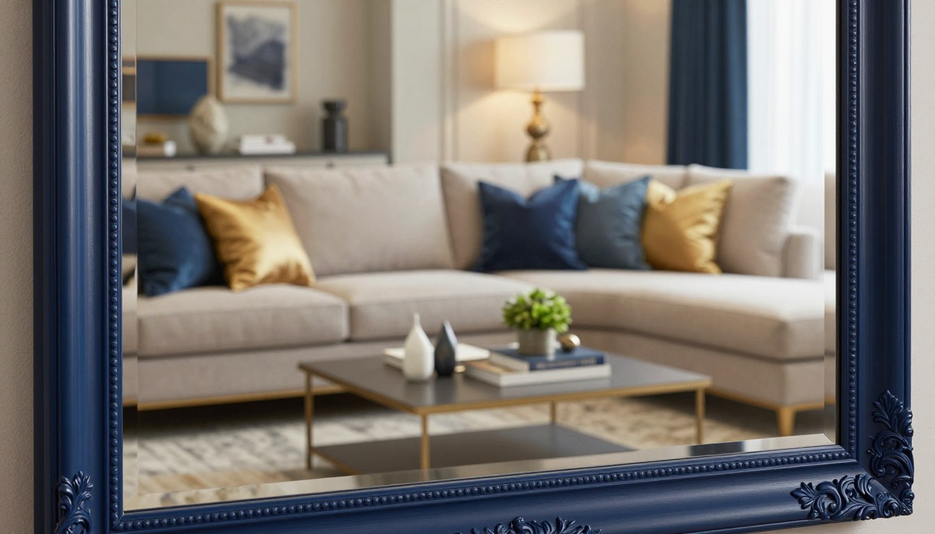 Lustro w granatowej ramie